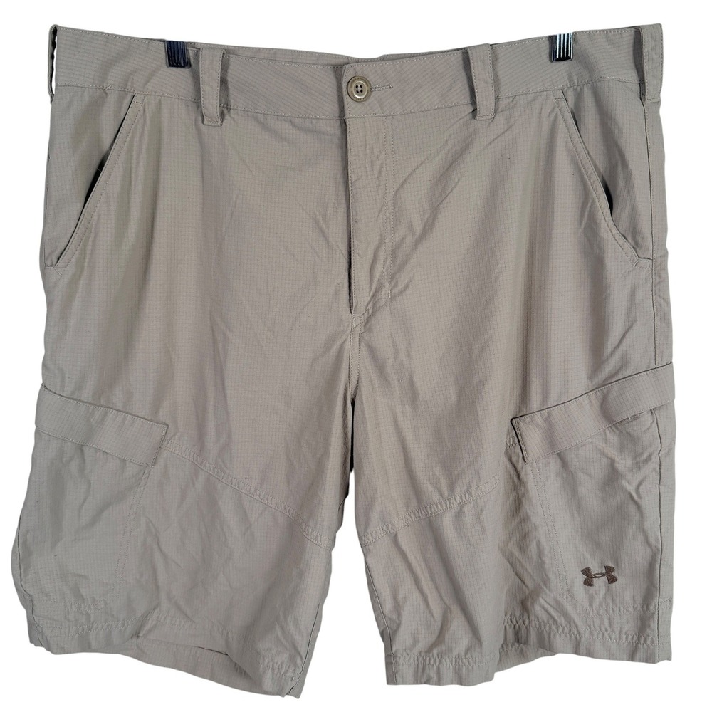 Under Armour Cargo‎ Shorts Mens 40 Tan HeatGear Ripstop Tactical Outdoor